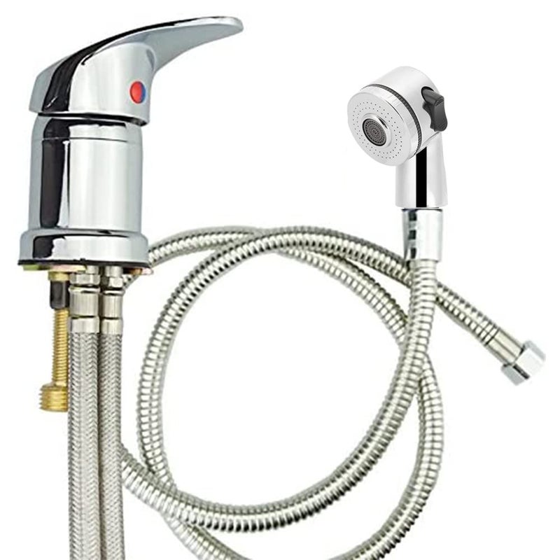 Weirun Salon Shampoo Bed Bowl Sink Basin Faucet or Backwash Unit,Shampoo Bowl Faucet with Hose and Shower Spray Head Wash Hair Sprayer,Chrome - Image 1